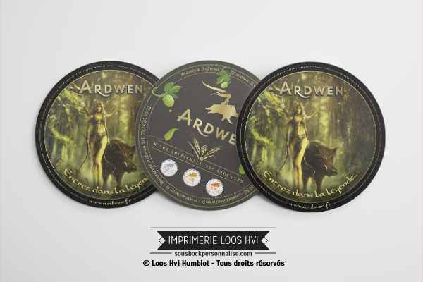 Sous bock personnalis rond pour Brasserie biere Ardwen Imprimer avec Loos Hvi Humblot