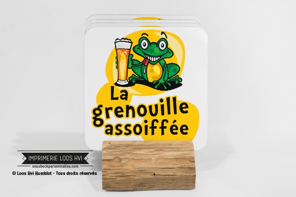 Dessous de verre sous bock biere artisanale LA GRENOUILLE ASSOIFFEE I Impression sous bock LOOS HVI