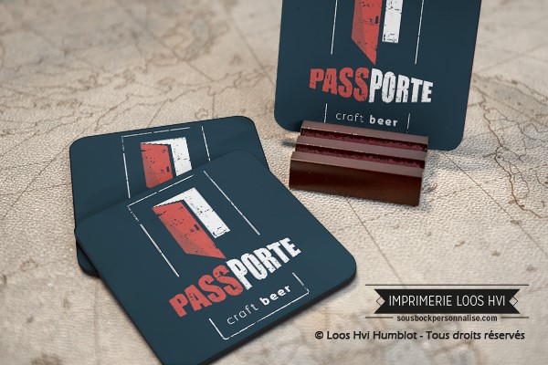 Sous bock dessous de verre imprimé personnalisé pour Passporte croft beer