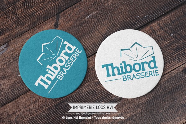 Sous bock sous verre rond imprimé et personnalisé pour la brasserie THIBORD Sousbockpersonnalisecom Impression Loos Hvi