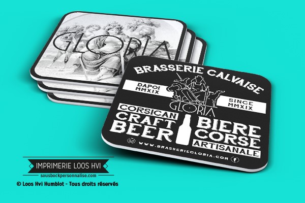 sous bock dessous de verre imprimeur imprime BRASSERIE CALVAISE BIERE CORSE GLORIA