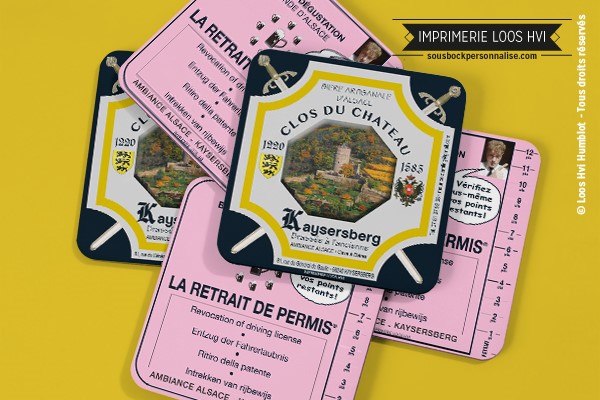 Sous bock carré imprimé et personnalisé pour le Clos du chateau