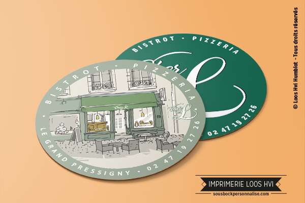 Sous bock rond imprimé et personnalisé pour Chez L