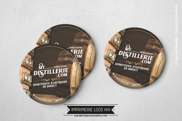 Sous bock rond imprimé et personnalisé pour Mydistillerie