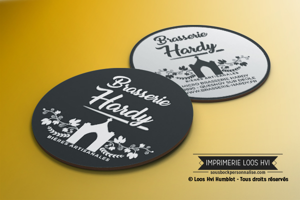 Sous bock rond imprim et personnalis pour Brasserie Hardy